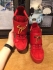 GIUSEPPE ZANOTTI LOGO STRAP LEATHER RED HIGH TOP SNEAKERS